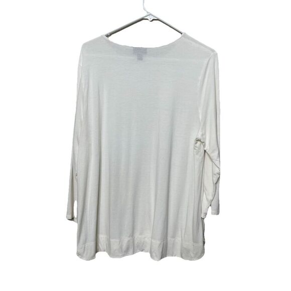 J.Jill Wearever Collection Size L Off White 3/4 Sleeves Top Large T Shirt Ivory - Picture 2 of 9